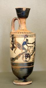 Ιππίας Ελάσσων Ο Αχιλλέας σέρνει τον νεκρό Έκτορα στο άρμα του. Μελανόμορφη λήκυθος, 490 π.Χ. από την Ερέτρια. Μουσείο του Λούβρου